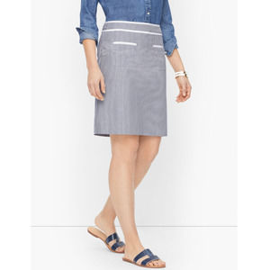 Talbots Cotton Seersucker A-Line Skirt Size 16 Indigo Blue Multi